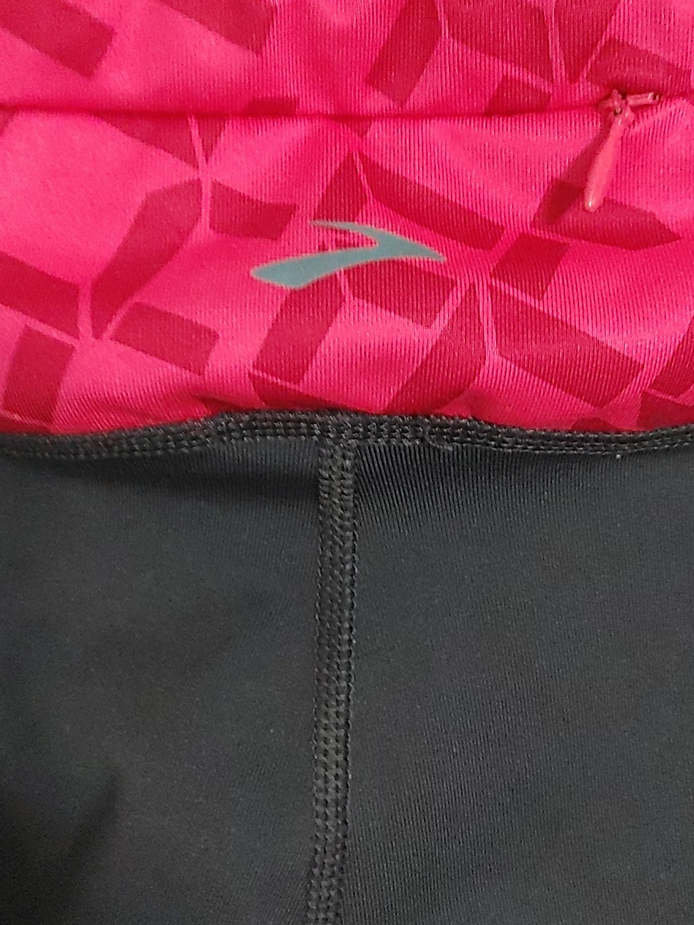Brooks Navy Leggings with Pink Waistband Women's Sz XS Grippers On Bottom Hem - Picture 4 of 6